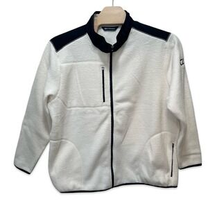 Cutter & Buck Men's 2XL Full Zip Fleece Jacket White Navy NWT